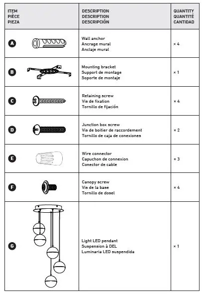 artika PDT5-SP -Sparkle 5 5-Light LED- Pendant-FIG 2