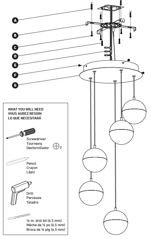 artika PDT5-SP -Sparkle 5 5-Light LED- Pendant-FIG 3