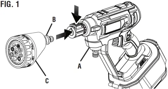 CONNECTING THE RINSING NOZZLE TO THE POWER CLEANER