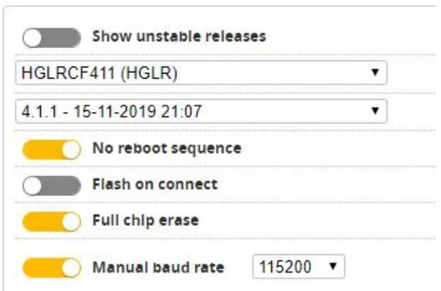 HGLRC Veyron3 FPV Racing Drone User Manual - Select firmware version