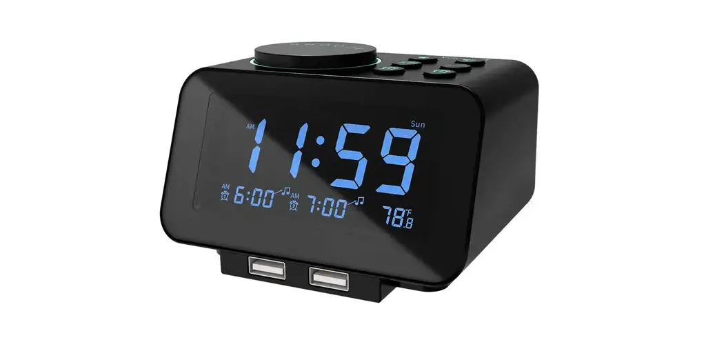 Uscce Digital Alarm Clock Radio - 0-100% Dimmer, Dual Alarm With Weekday/weekend-complete Features/user Manual