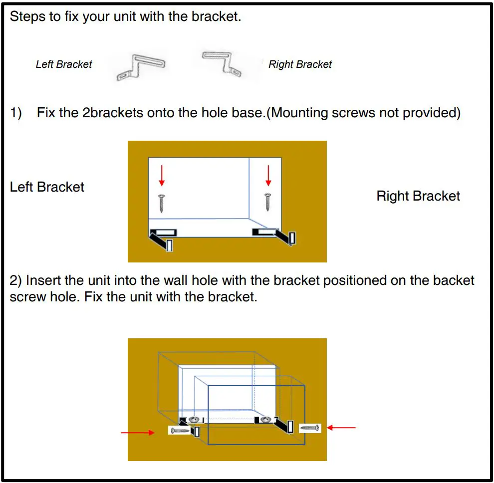 Midea U 1.0hp Window Type Inverter User Manual - Additional Instruction for mounting the unit with the bracket
