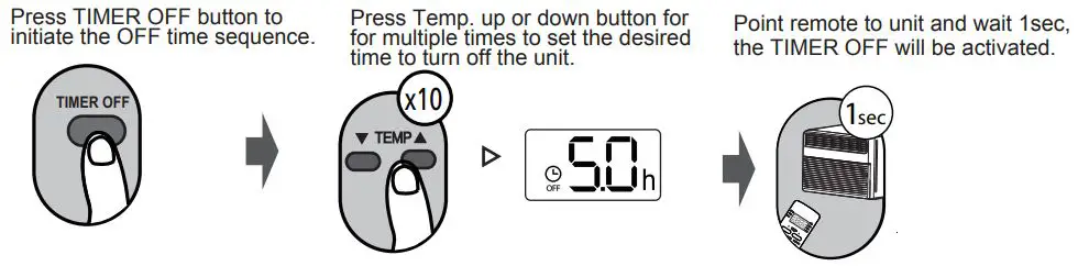 Midea U 1.0hp Window Type Inverter User Manual - TIMER OFF setting