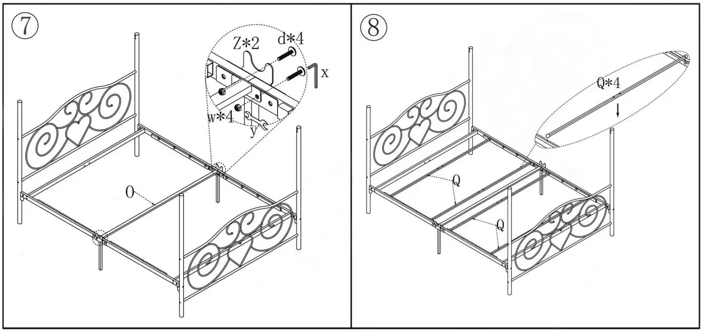The Home Depot 748G White 61 in. W Queen Size Metal Canopy Bed - Figure 7,8