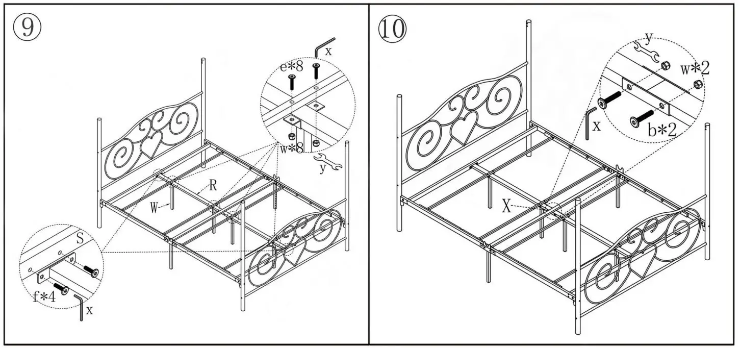 The Home Depot 748G White 61 in. W Queen Size Metal Canopy Bed - Figure 9,10