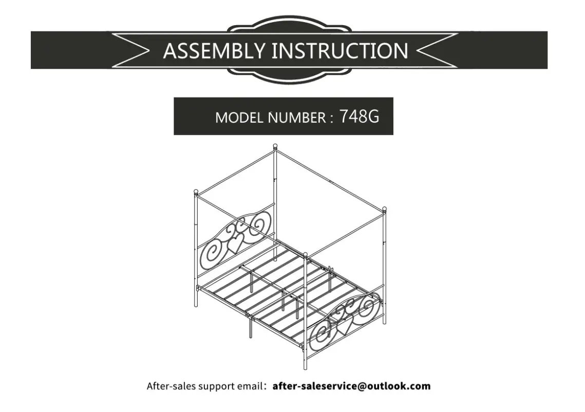 The Home Depot 748G White 61 in. W Queen Size Metal Canopy Bed Installation Guide