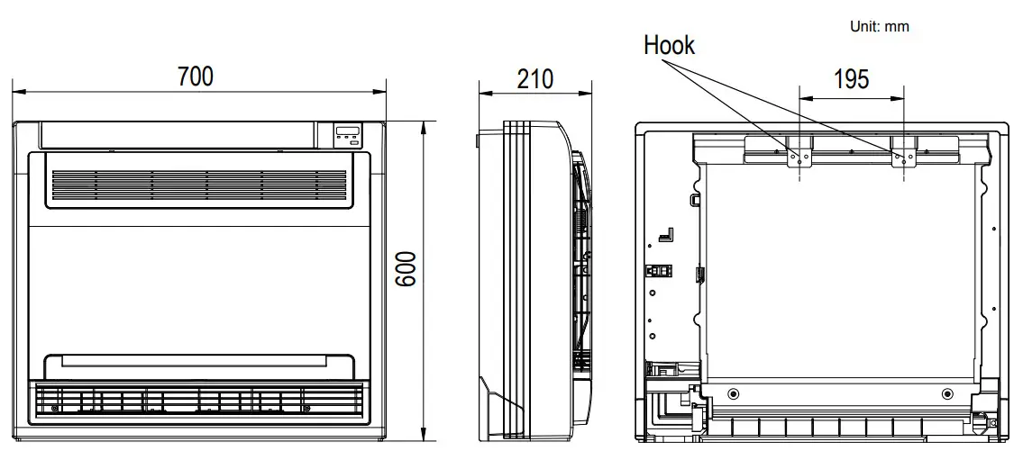 Carrier Console Type Air Conditioner - Outline dimension