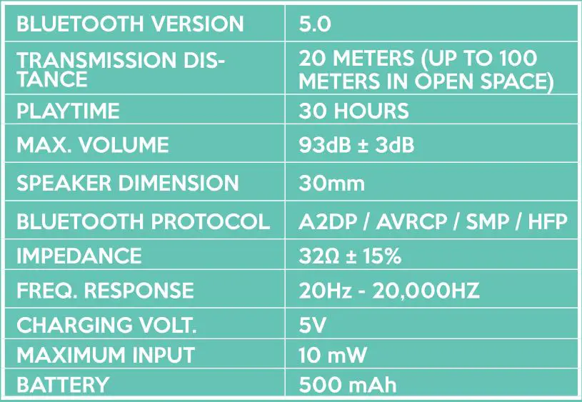 WISEQ Hero Kids Headphones - PRODUCT SPECIFICATIONS