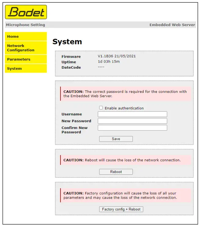 Bodet Multizone Harmonys Microphone - System page