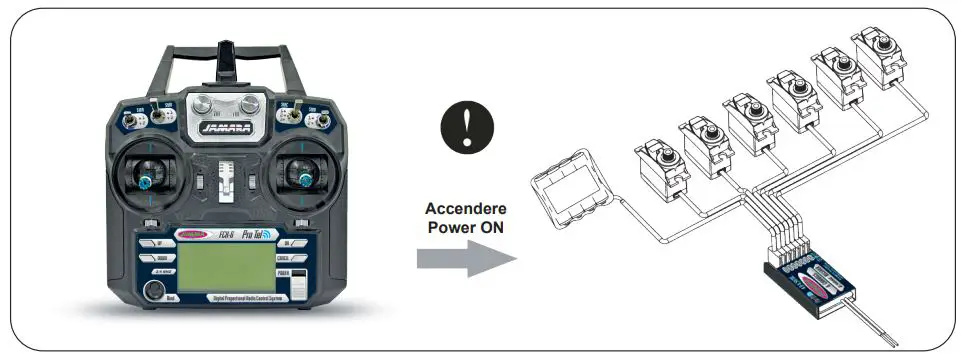 JAMARA FCX6 Pro Tel Transmitter Instructions - Power on