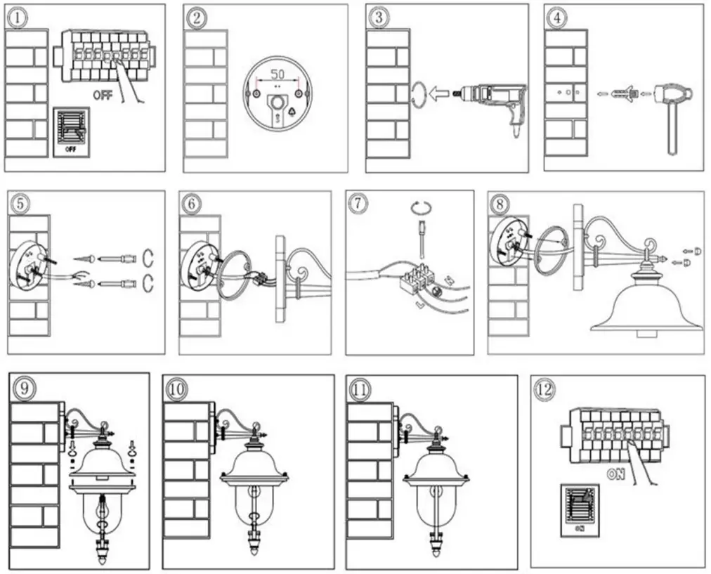V-TAC VT-852 Garden Wall Lamp Facing Down Grafite Matt fig 1
