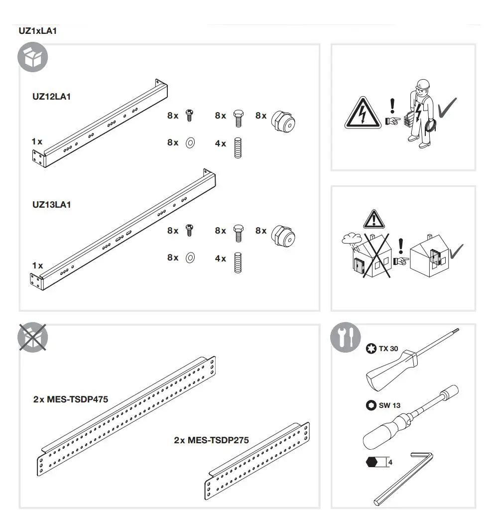 hager UZ13LA1 Support Rail Instruction Manual - What's in the box