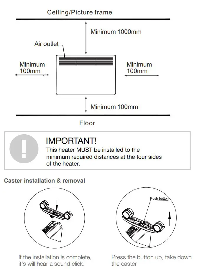 Cooper Hunter CH-1000 ESWF Electric Convector with Electronic and Wi-Fi Control Instruction Manual - MOUNTING GUIDE