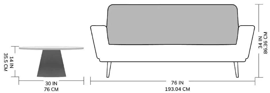 MADELEINE HOME MH TB-21017 Black Top Round Aluminium Coffee Table - overview 2