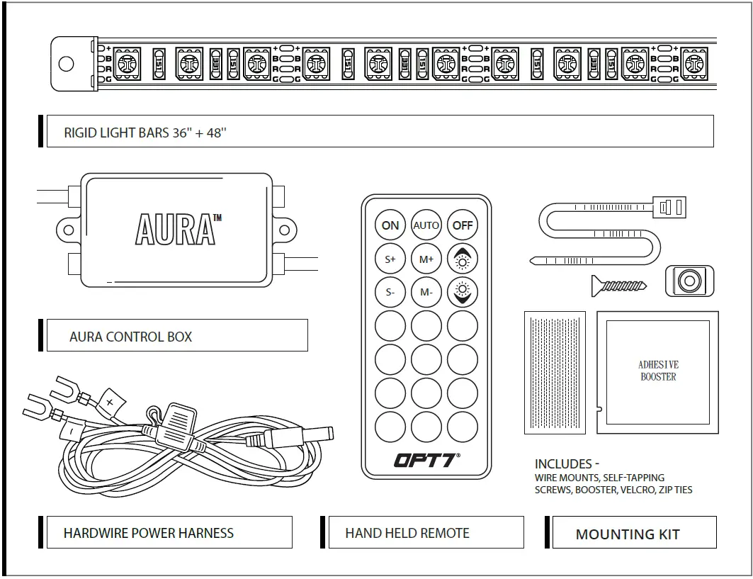 OPT7 AURA DreamColor Underglow LED Aluminum- Chasing Lighting Kit 01