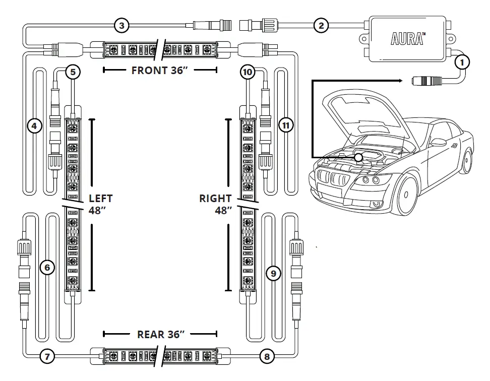 OPT7 AURA DreamColor Underglow LED Aluminum- Chasing Lighting Kit 03
