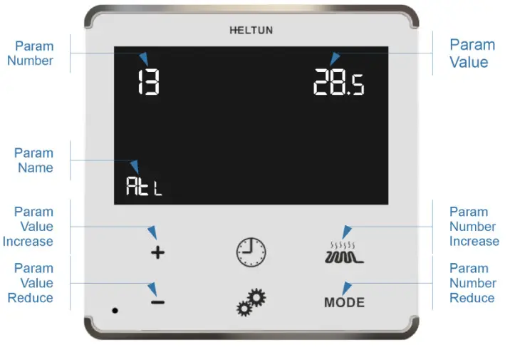 HELTUN HE-HT01 Heating Thermostat - Settings Menu