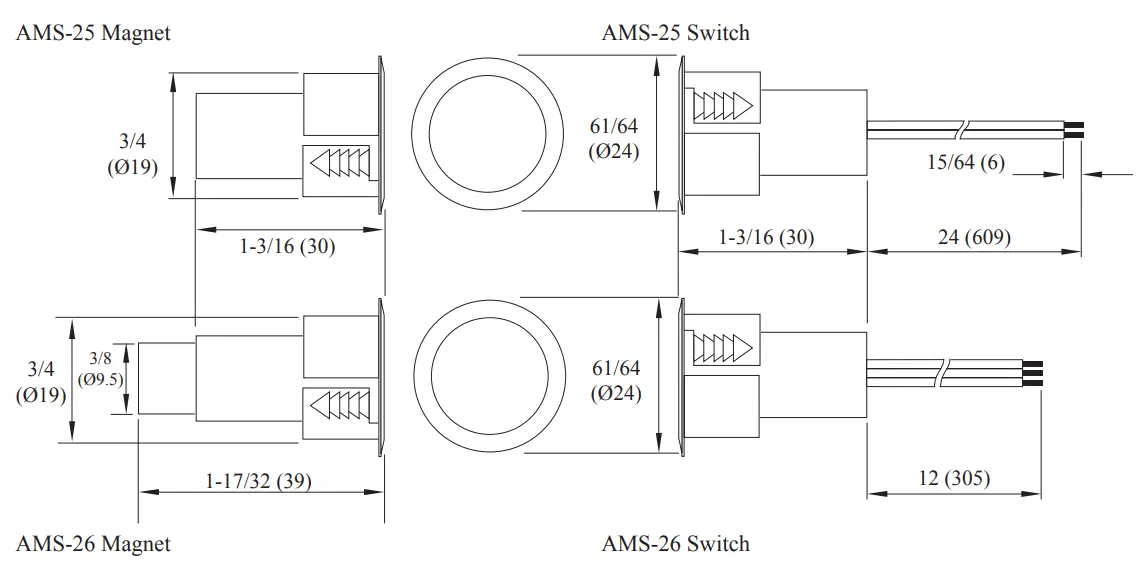 AMS 25 26 Series 3 4 Inch Press Fit Magnetic Contact Owner's Manual - fig