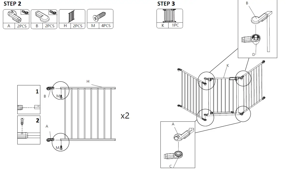 JAXSUNNY HG61S0719 Foldable Black Metal Fireplace Fence Baby Dog Safety Gate 4
