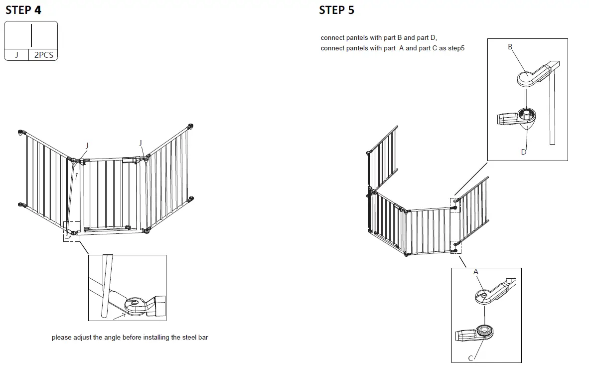JAXSUNNY HG61S0719 Foldable Black Metal Fireplace Fence Baby Dog Safety Gate 5