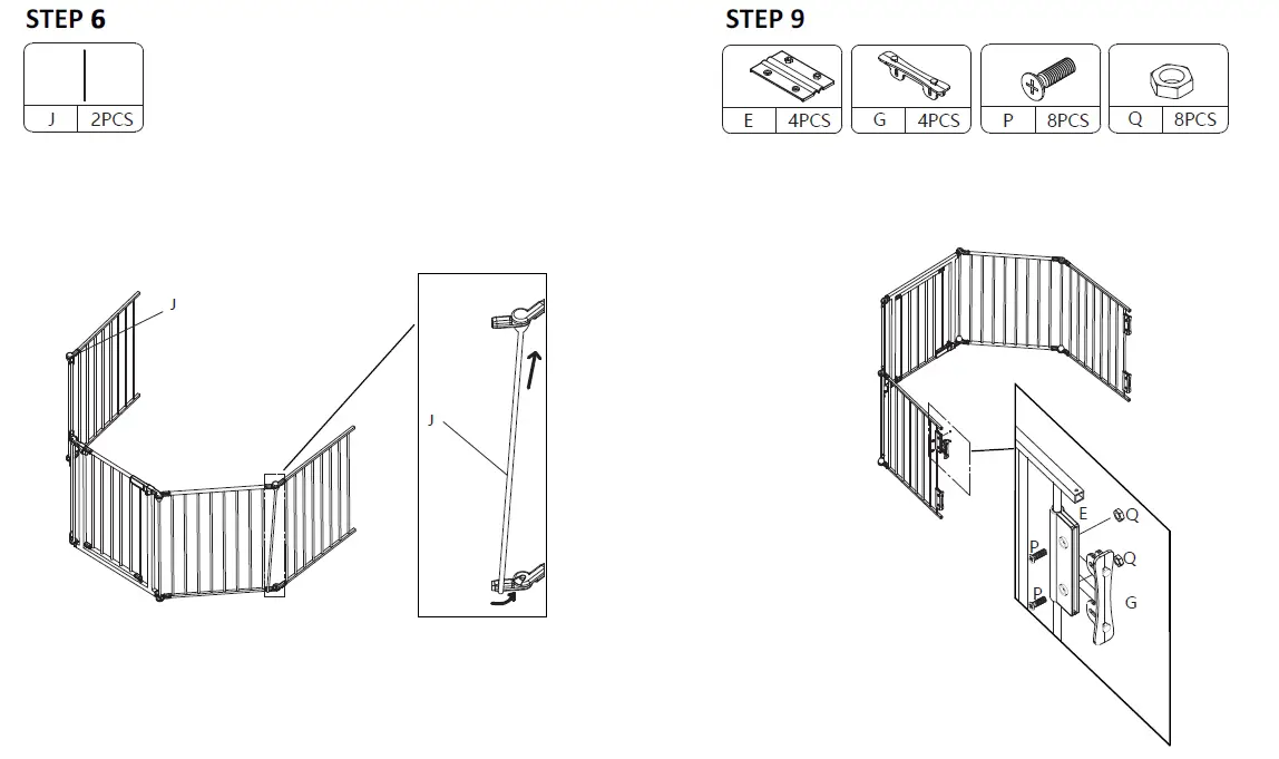 JAXSUNNY HG61S0719 Foldable Black Metal Fireplace Fence Baby Dog Safety Gate 6