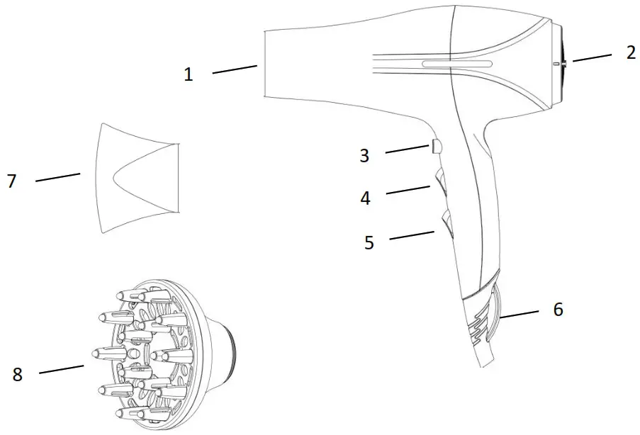 anko QL 5929 Hair Dryer - PARTS