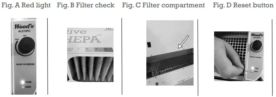 Woods AL 300-series Air Purifier - Filter check