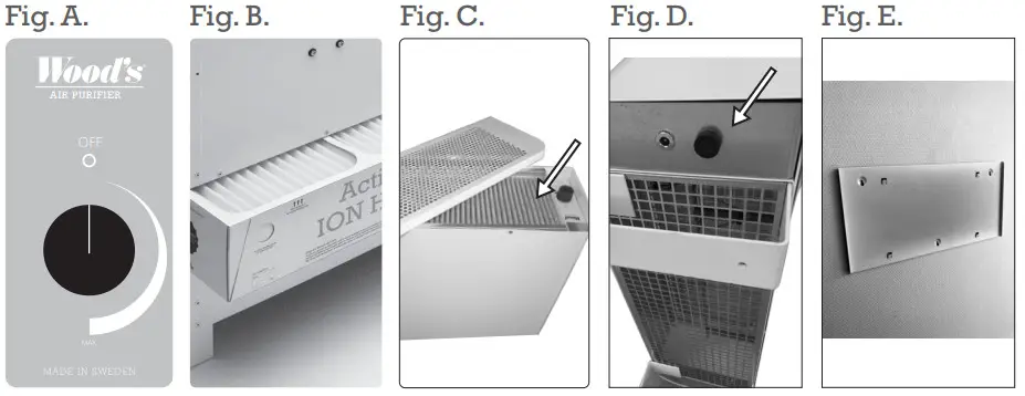 Woods AL 300-series Air Purifier - Technical drawings
