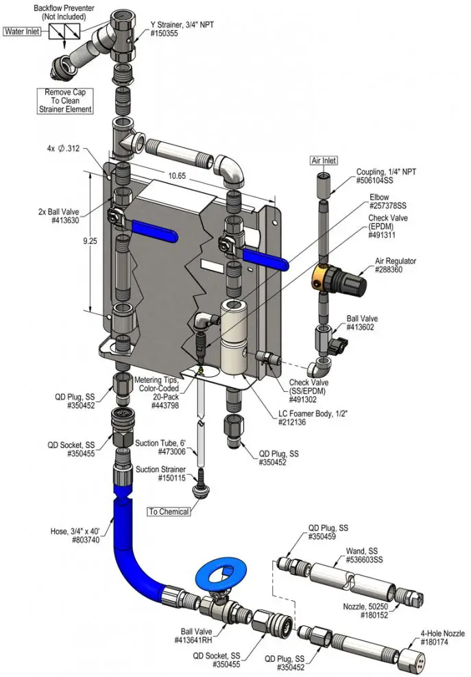 DEMA 915418-NH Stainless Steel Foam Rinse Hose Drop Station - figure 1