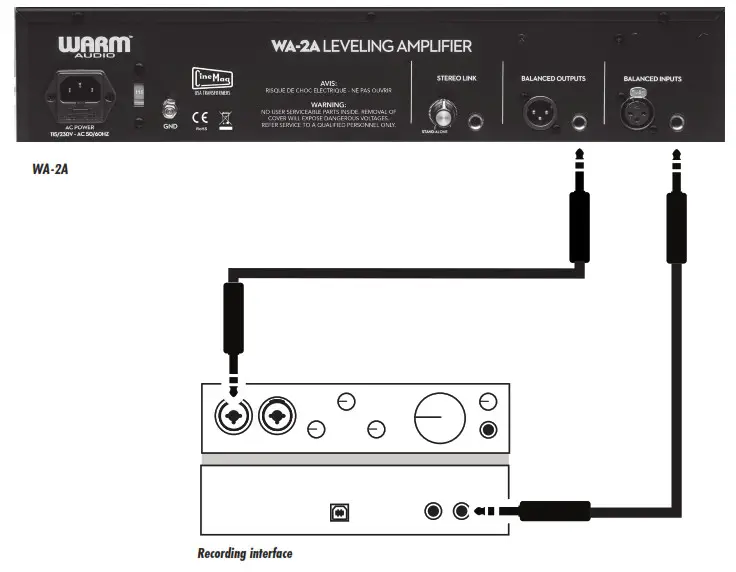 WARM WA-2A Single-Channel Optical Tube Comnpressor- HOOKUP DIAGRAMS