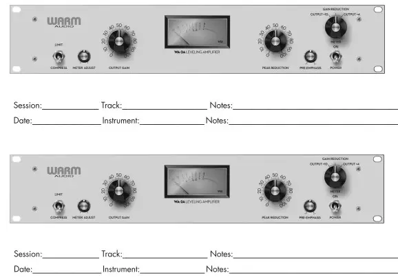 WARM WA-2A Single-Channel Optical Tube Comnpressor- RECALL SHEETS