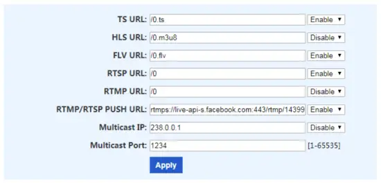 Paste whole rtmp address