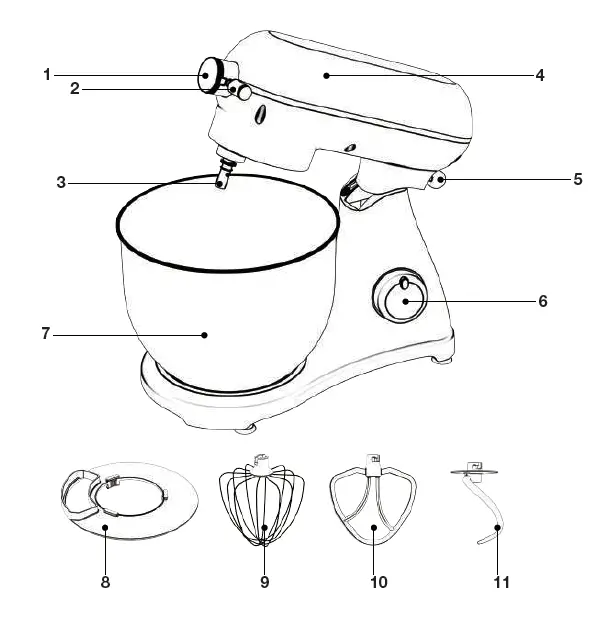 Galanz GLSM07RDR08 Retro Stand Mixer FIG 1