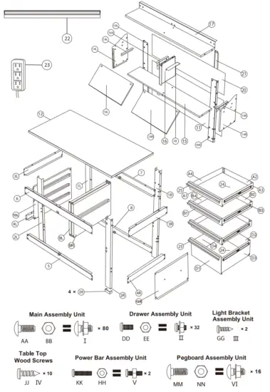 WORKPRO 6713 Multi Purpose Workbench with Work Light - list