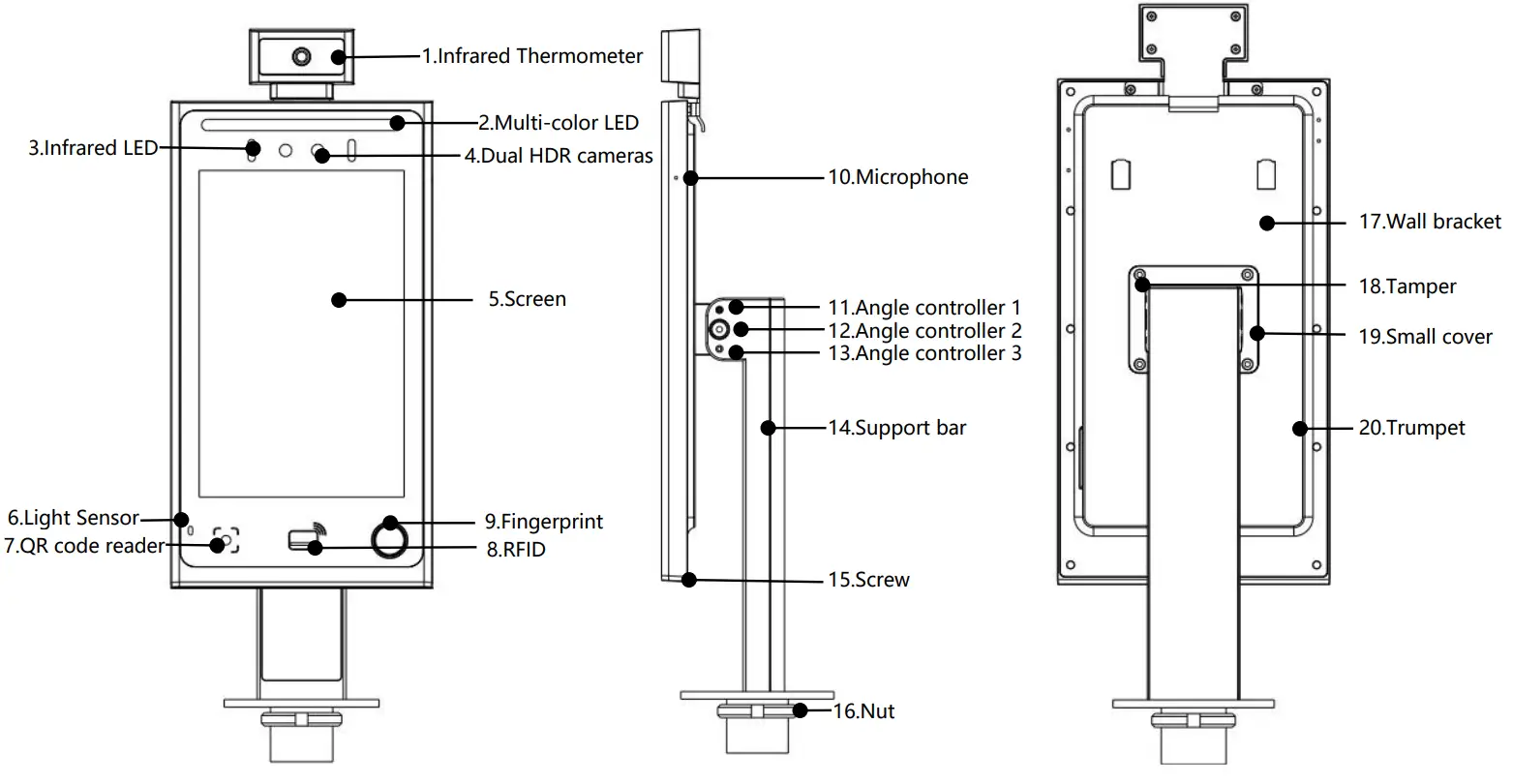 ARATEK BA8300 Face Recognition Terminal - fig2