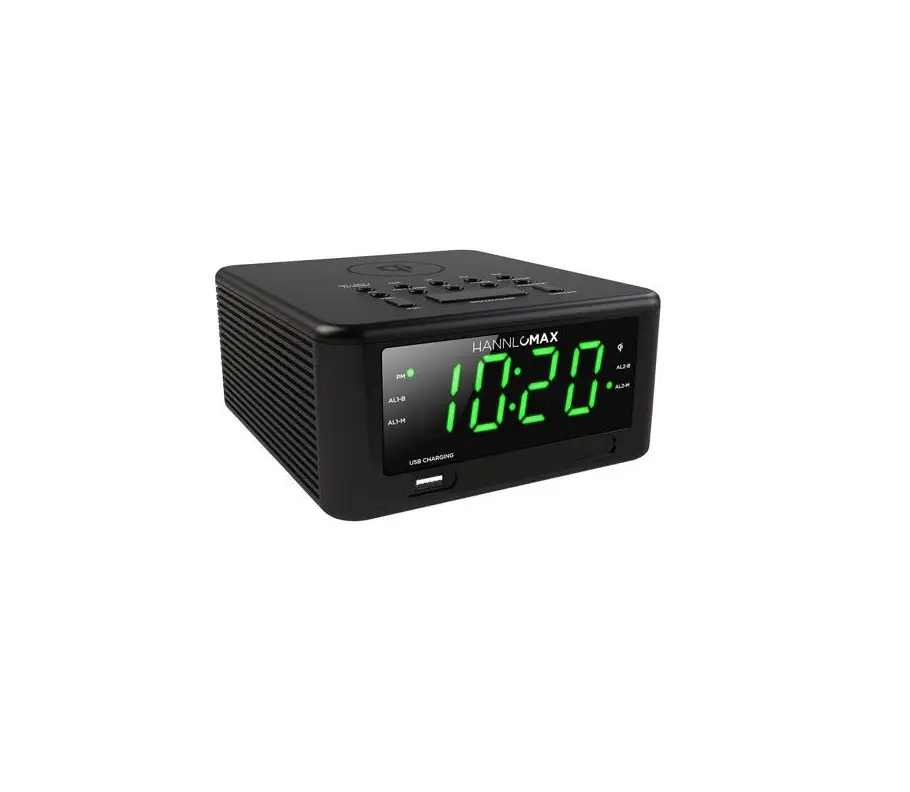 Hannlomax Pll Alarm Clock Radio With Wireless Qi Charger And Usb Port Instruction Manual