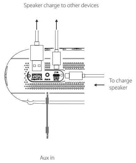 TRIBIT BTS35 XSound Mega Portable Wireless Speaker - Connections