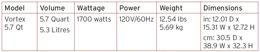 Product specifications