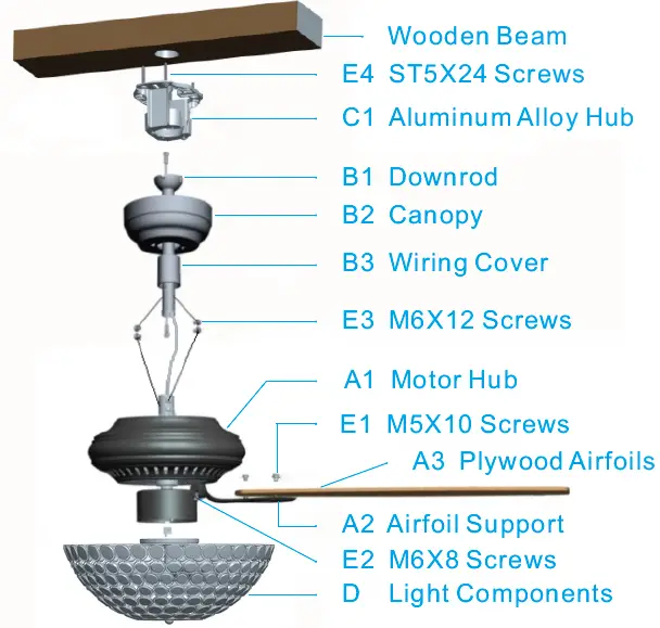 CARRO ADC525DL1 5 Blade Crystal Ceiling Fan-3