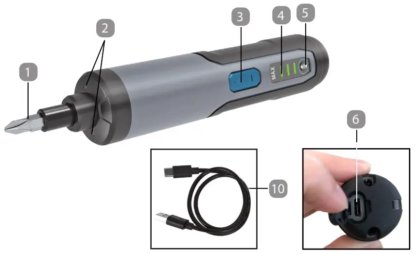 FERREX 702812 AU 3 6V Li ion Screwdriver Set - Parts List 1
