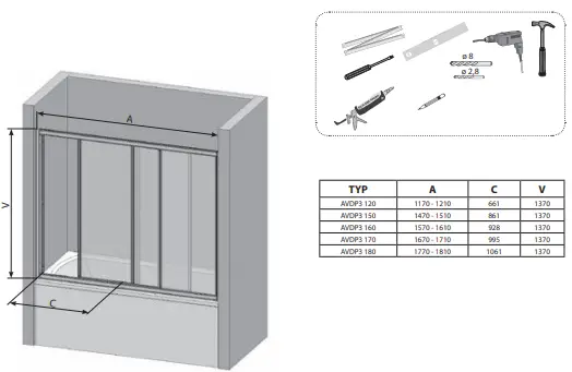 RAVAK AVDP3 +APSV Bathroom Door - 3
