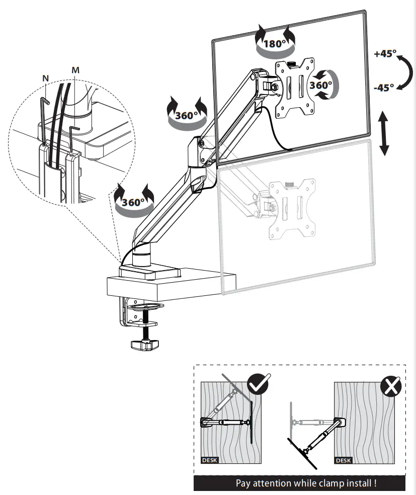 MOUNTUP MU0022 Single Monitor Counterbalance Desk Mount-fig15