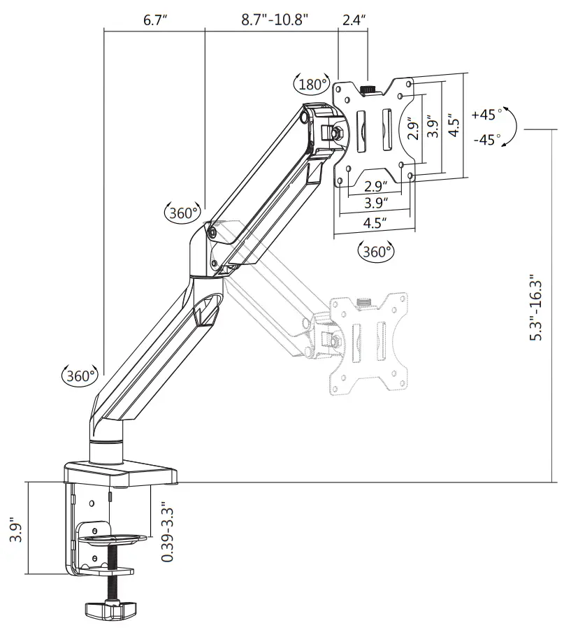 MOUNTUP MU0022 Single Monitor Counterbalance Desk Mount-fig16