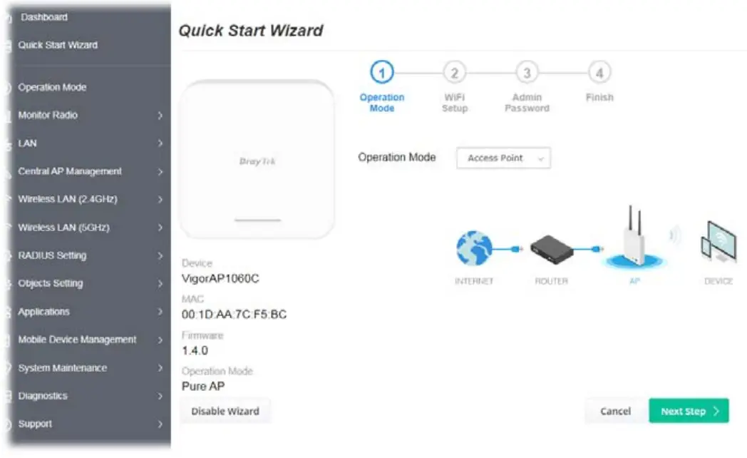 DrayTek VigorAP 1060C Powerful Wireless Ceiling Mount AP fig 2