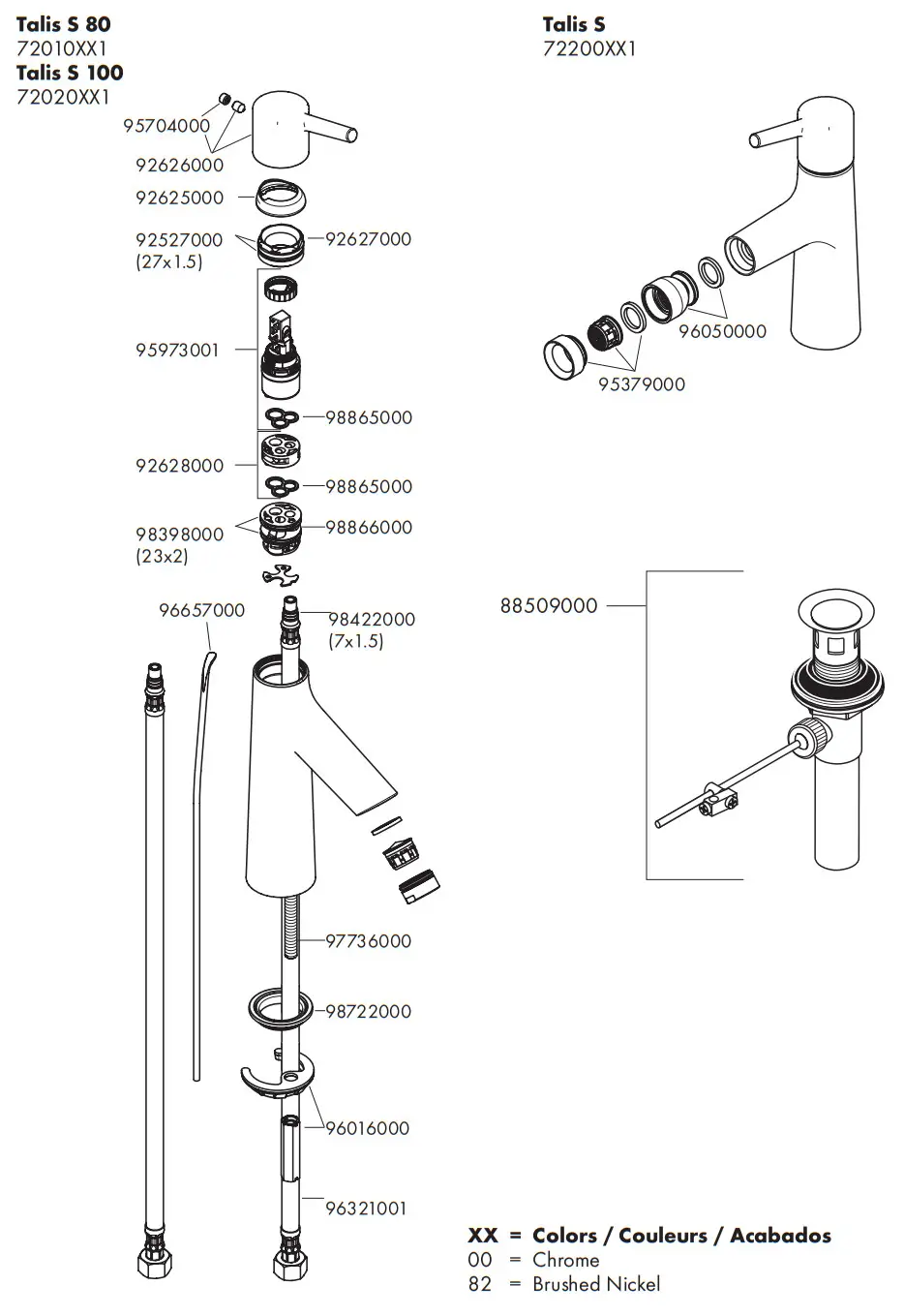 Hansgrohe 72200001 Talis S Chrome Horizontal Spray - Figure 18