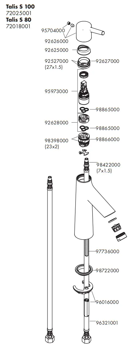 Hansgrohe 72200001 Talis S Chrome Horizontal Spray - Figure 19