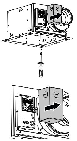 ACCESS TO THE TERMINAL BOX FOR WIRING THE FAN