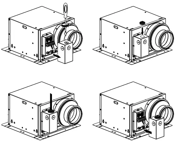 ACCESS TO THE TERMINAL BOX FOR WIRING THE FAN