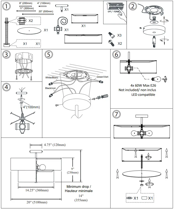 Dainolite 571-224P 4 Light 20 Inch Pendant 2