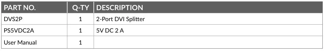 Smart-AVI DVS2P 2-Port DVI Splitter - What’s in the box